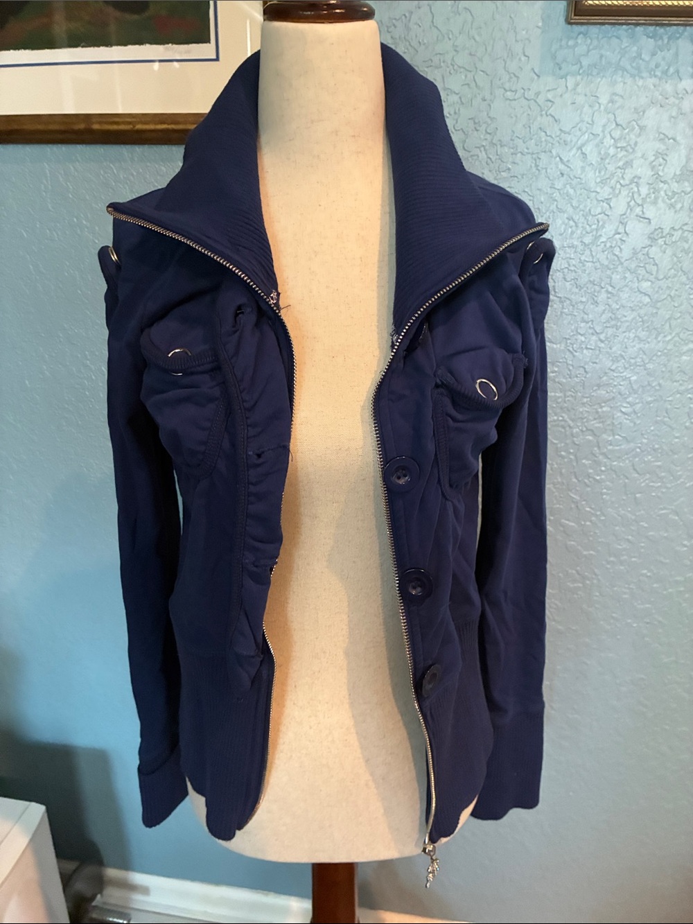 BCBGMaxAzria Navy Utility Zip-Front Jacket